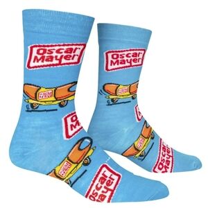 NWT Oscar Mayer Wienermobile Crew Socks Men’s Size 6-12 Novelty Hot Dog Socks